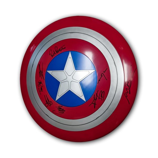 24 inch Captain America Premium Role Play Shield Cast x8 Signed Bettany, Cox, D Onofrio, Rooker, Gunn, Strong, Marquand, Lilly JSA Certified Autograph Online Hot Sale