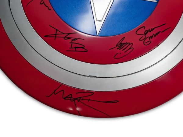 24 inch Captain America Premium Role Play Shield Cast x8 Signed Bettany, Cox, D Onofrio, Rooker, Gunn, Strong, Marquand, Lilly JSA Certified Autograph For Discount - Image 2