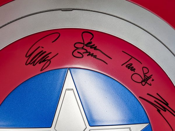 24 inch Captain America Premium Role Play Shield Cast x8 Signed Bettany, Cox, D Onofrio, Rooker, Gunn, Strong, Marquand, Lilly JSA Certified Autograph Online Hot Sale - Image 2