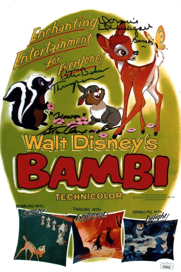 Bambi 8x12 Cast Photo Signed x3 Signed Behn Dunagan Alexander JSA Certified Autograph For Sale - Image 2
