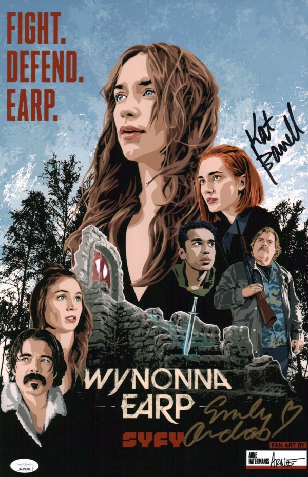 Wynonna Earp 11x17 Photo Poster Cast x2 Signed Andras, Barrell JSA Certified Autograph For Sale - Image 3
