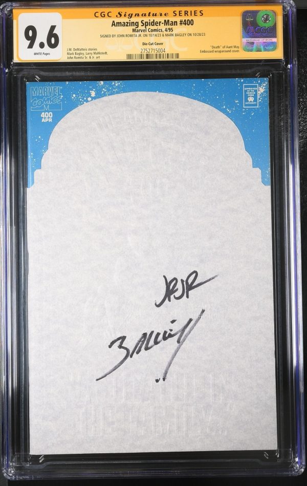 Amazing Spider-Man #400 Die-Cut Cover Marvel Comics CGC Signature Series 9.6 Signed Mark Bagley, John Romita Jr. For Sale - Image 2