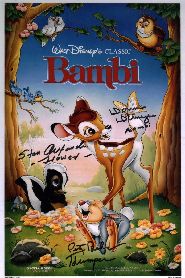 Bambi 8x12 Cast Photo Signed x3 Signed Behn Dunagan Alexander JSA Certified Autograph Sale