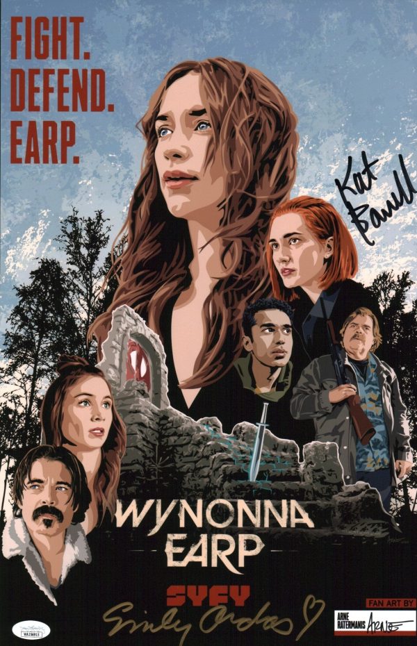 Wynonna Earp 11x17 Photo Poster Cast x2 Signed Andras, Barrell JSA Certified Autograph For Sale - Image 2