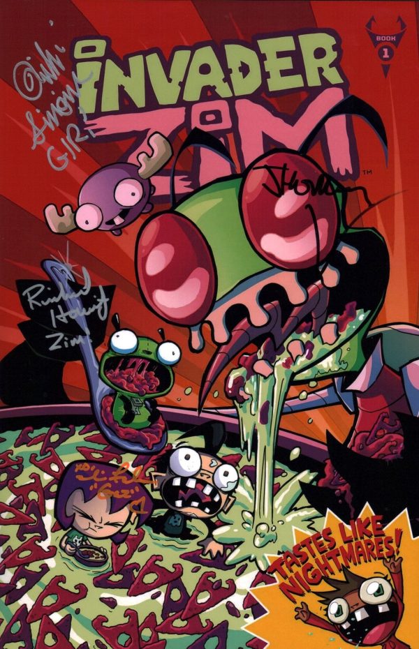 Invader Zim 11x17 Photo Poster Cast x4 Signed Horvitz, Simons, Fahn, Vasquez JSA Certified Autograph Hot on Sale
