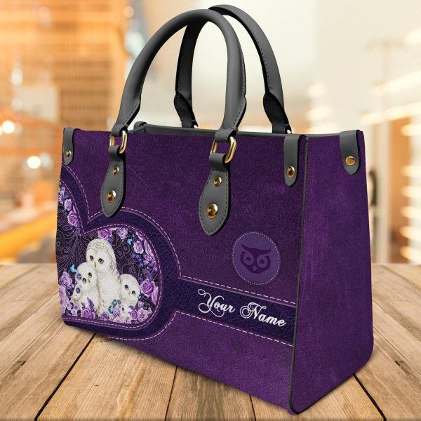 Personalized Owl Leather Handbag, Personalized Gift for Owl Lovers - LD099PS06 Online now - Image 2