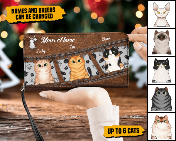 Cat Personalized Clutch Purse, Personalized Gift for Cat Lovers, Cat Mom, Cat Dad - PU016PS04 Online now