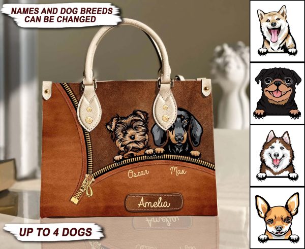 For Dog Lover Personalized Leather Handbag, Personalized Gift for Dog Lovers, Dog Dad, Dog Mom - LD003PS01 Online Sale