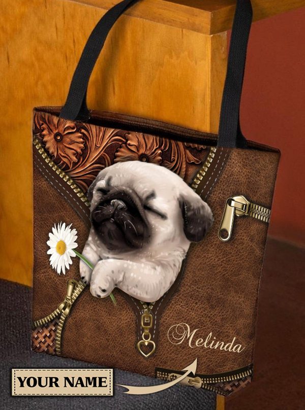 Personalized Pug All Over Tote Bag - TO376PS Online Hot Sale
