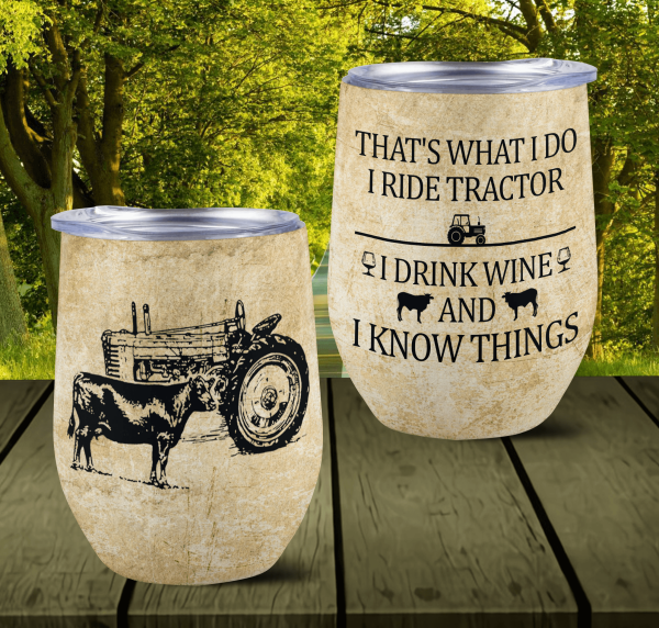 Cow Wine Tumbler, Gift for Farmers, Cow Lovers, Chicken Lovers - WT002PA Fashion