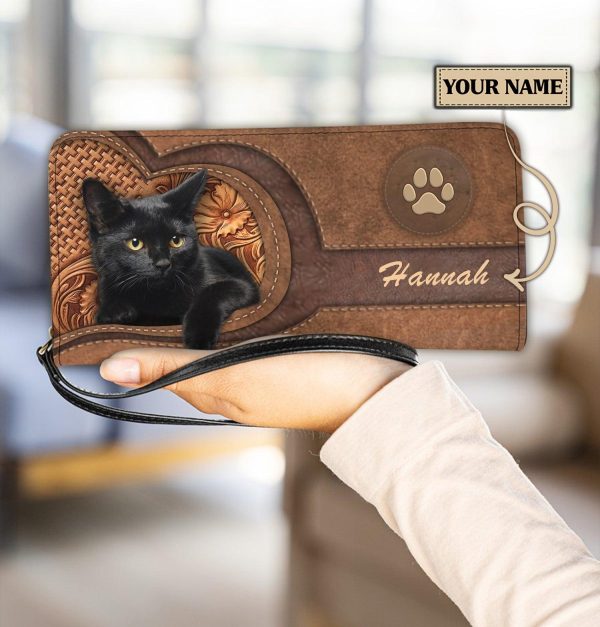 Personalized Cat Clutch Purse, Personalized Gift for Cat Lovers, Cat Mom, Cat Dad - PU1191PS For Discount